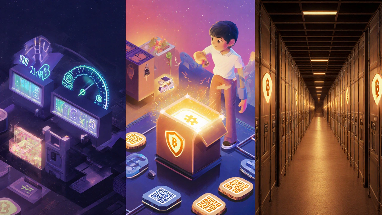 Montaggio concettuale di DeFi, gaming e supply chain con zkEVM, evidenziando privacy e costi bassi.