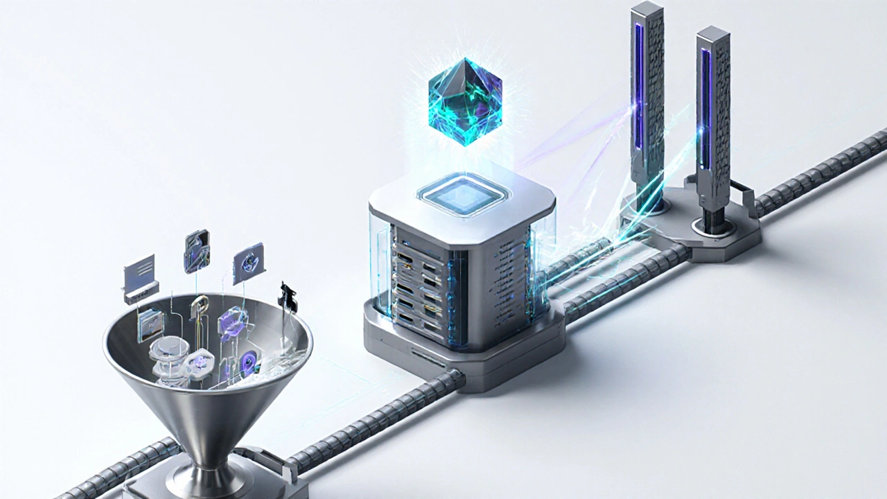 Vista isometrica del flusso di transazioni, prova SNARK e verifica da validator su mainnet.