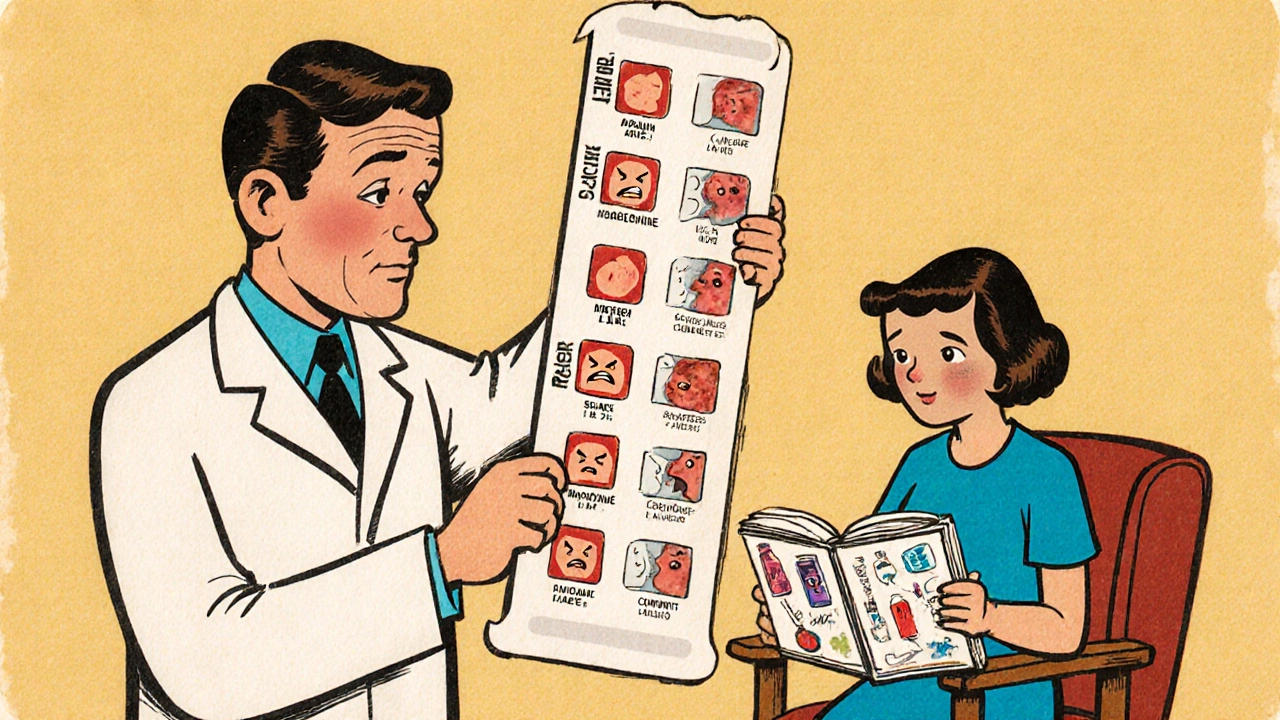 Dermatologo mostra un test epicutaneo con piccole reazioni allergiche su quadratini etichettati.