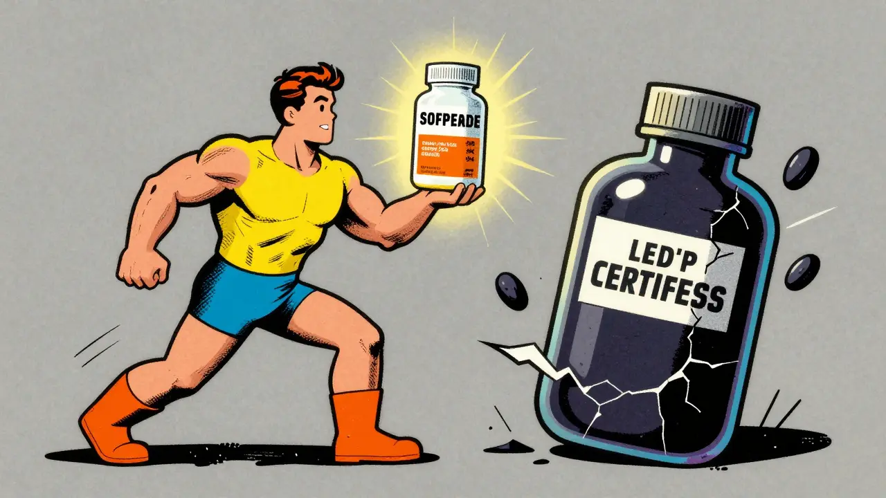 Persona sana che rifiuta prodotti tossici scegliendo opzioni sicure.