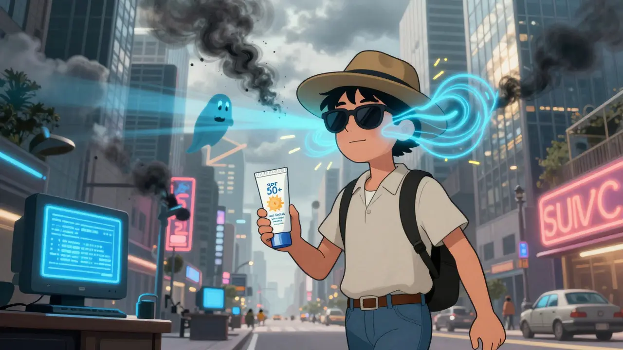 Protezione solare in città per il viso: come difenderti da inquinamento, luce blu e UVA ogni giorno