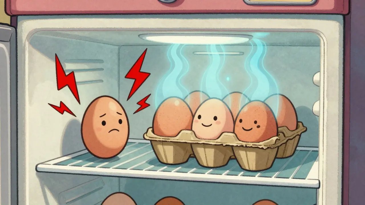 Confronto tra conservazione sicura e rischiosa delle uova in frigo