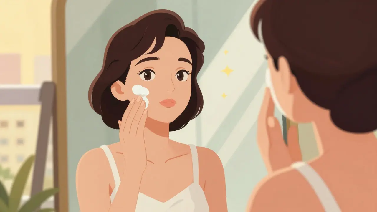 Donna che applica crema solare per proteggere la pelle dal sole