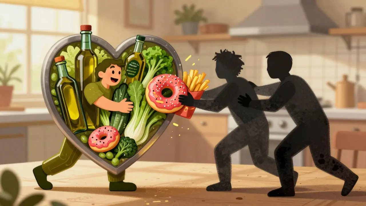 Uno scudo di olio e verdure protegge il cuore dagli snack processati