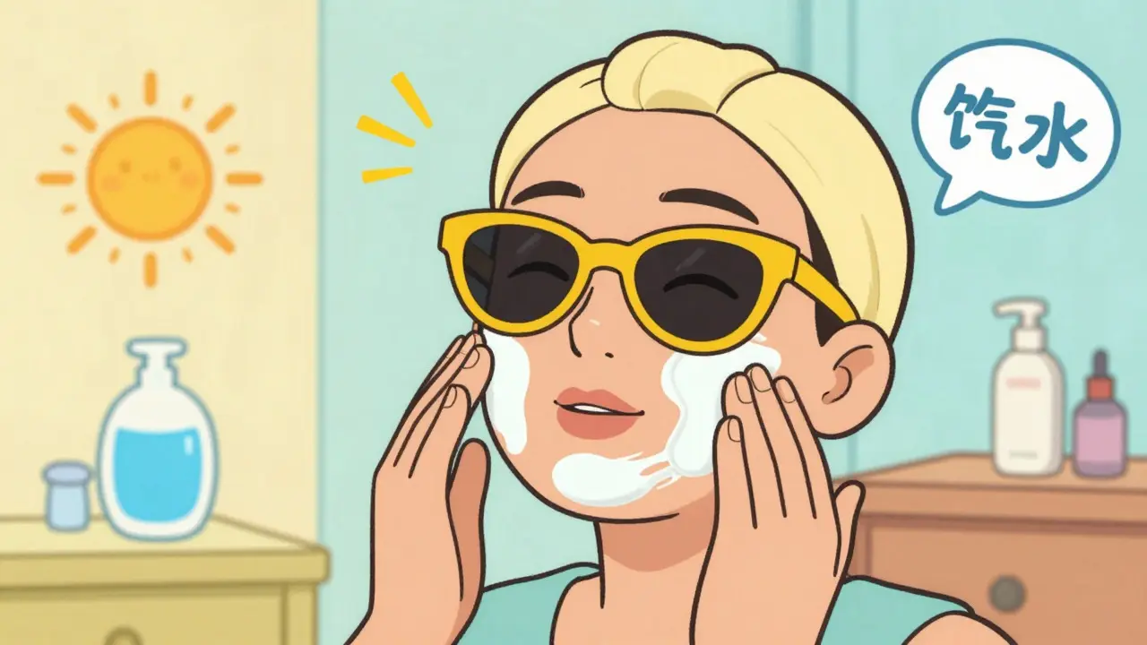 Applicazione di crema solare dopo il trattamento facciale