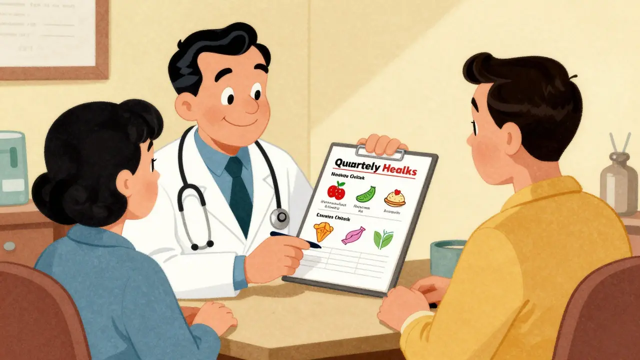 Cartoon vintage: controllo medico trimestrale olistico
