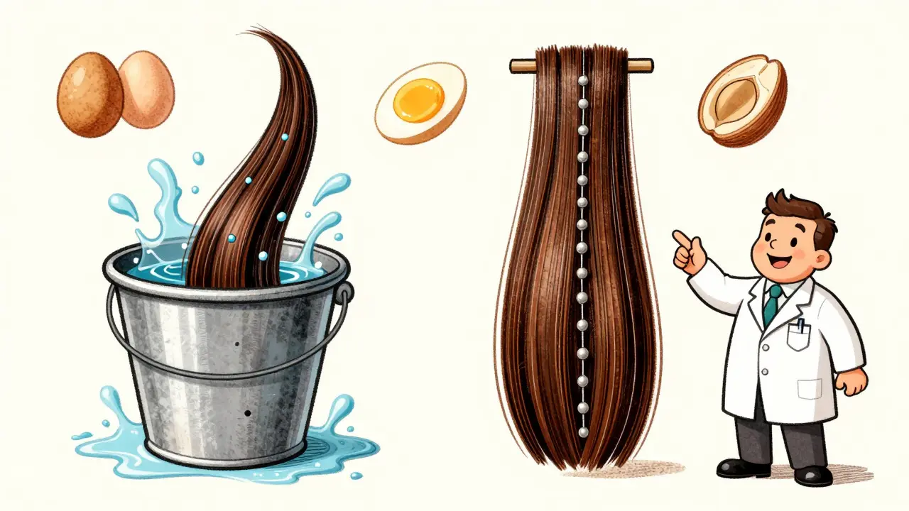 Concetto di equilibrio tra idratazione e proteine nei capelli