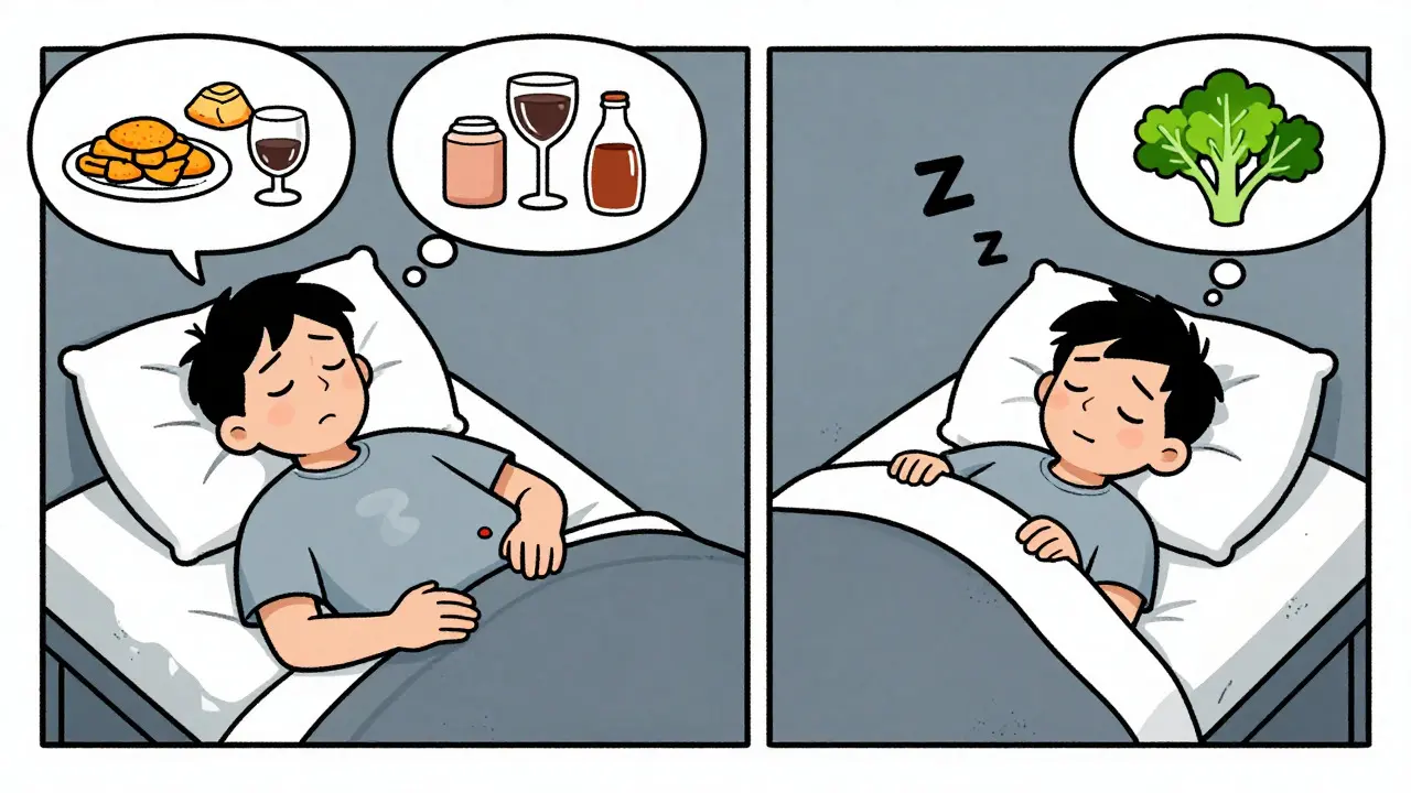 Comparison of restless sleep after heavy food versus peaceful sleep after a light meal