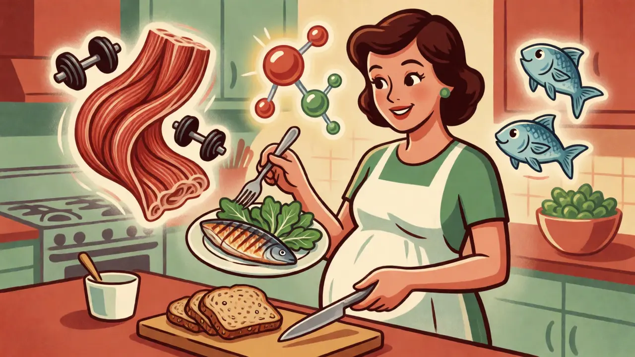 Donna incinta prepara un pasto equilibrato ricco di nutrienti