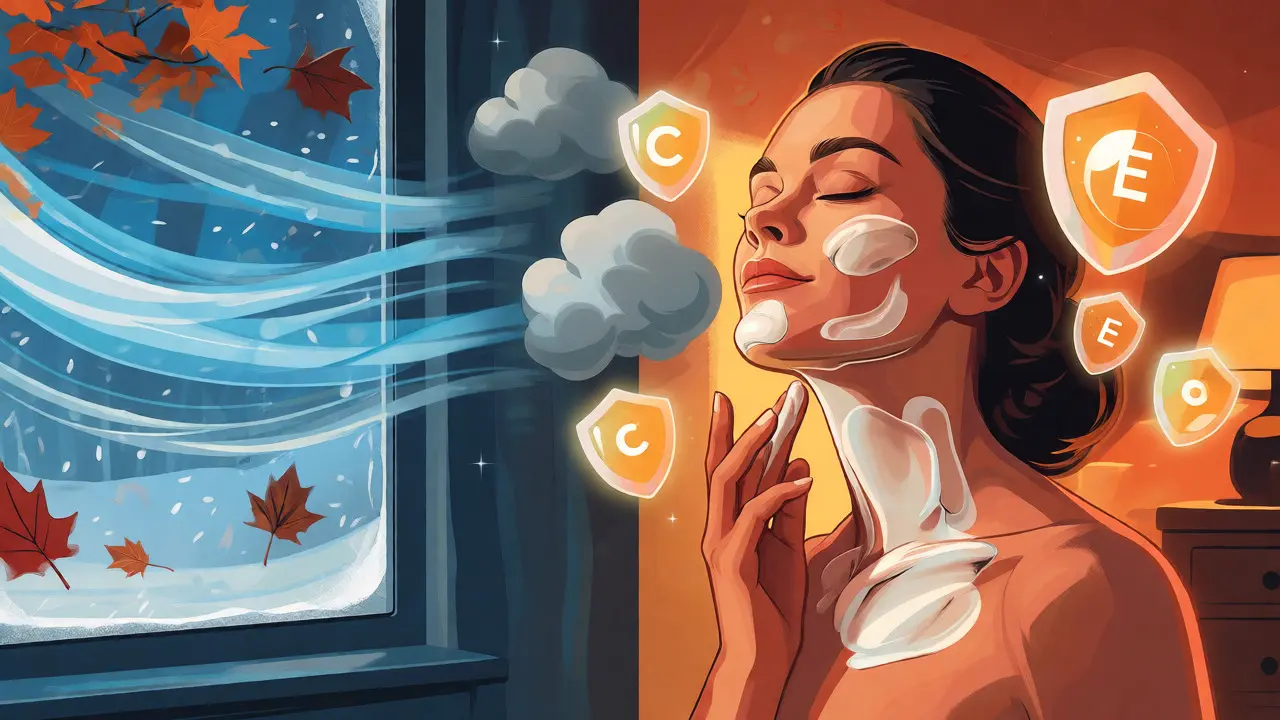 Applicazione crema protettiva contro freddo e smog in ambiente caldo