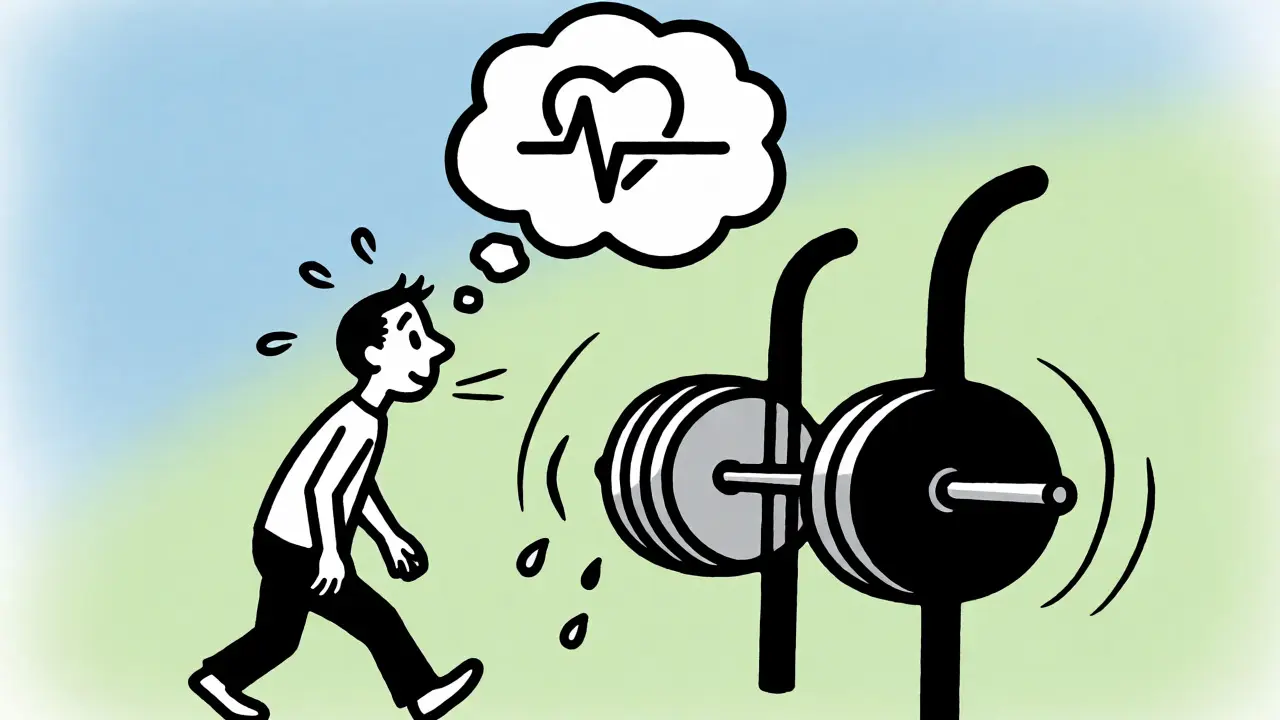 Cartoon classico di un individuo che defatica lentamente dopo l'allenamento