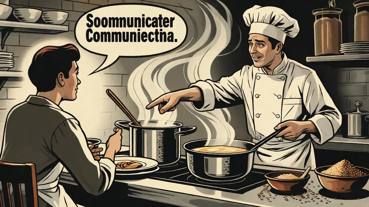 Cliente che chiede informazioni sugli allergeni allo chef in cucina