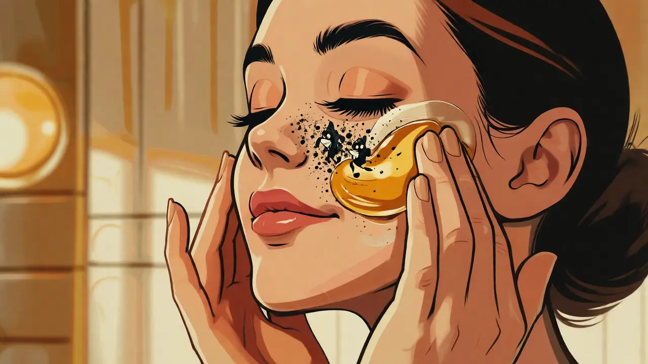 Detersione del viso con olio per rimuovere particelle di inquinamento