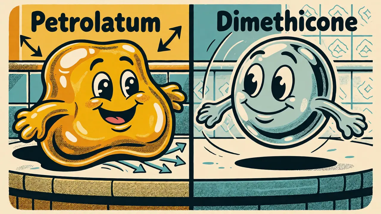 Personaggi cartoni animati che rappresentano petrolato e dimeticone