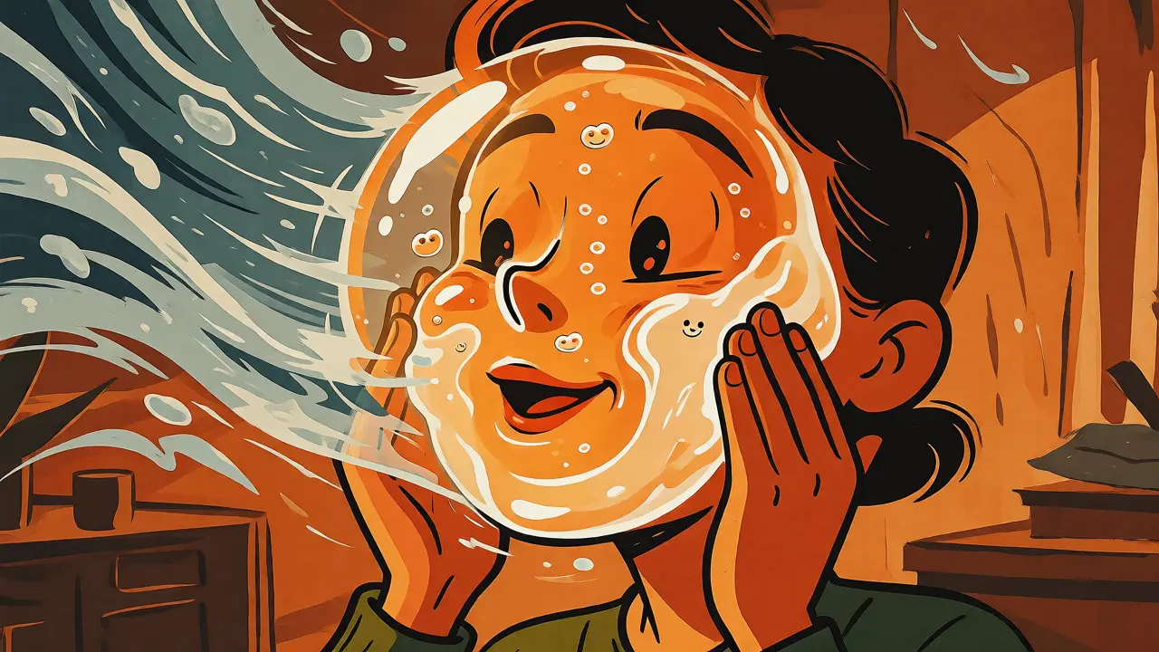 Scudo protettivo visivo sopra il viso che intrappola l'idratazione